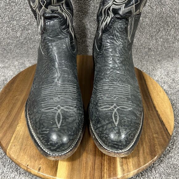 Tony Lama 6258 Vintage Mens Sz 9.5 EE Black Bull Shoulder Leather Cowboy Boots main image 10